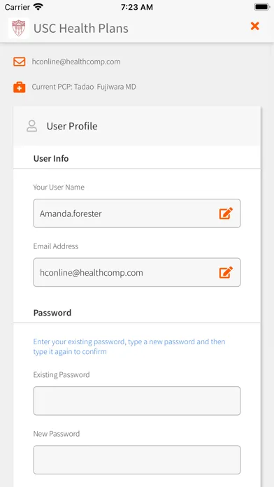 Ảnh chụp màn hình của USC Health Plans