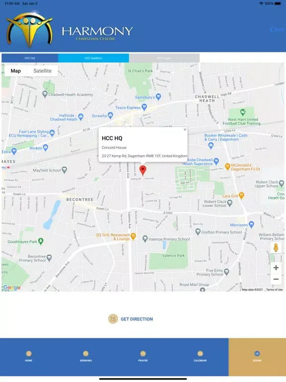 Tangkapan layar Harmony Christian Centre iPad