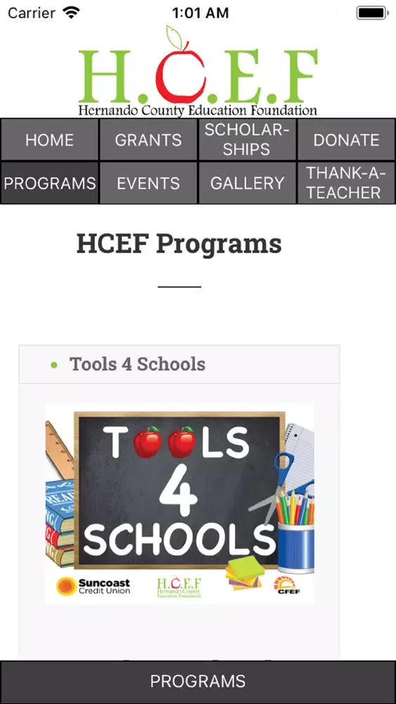 Tangkapan layar Hernando Education Foundation