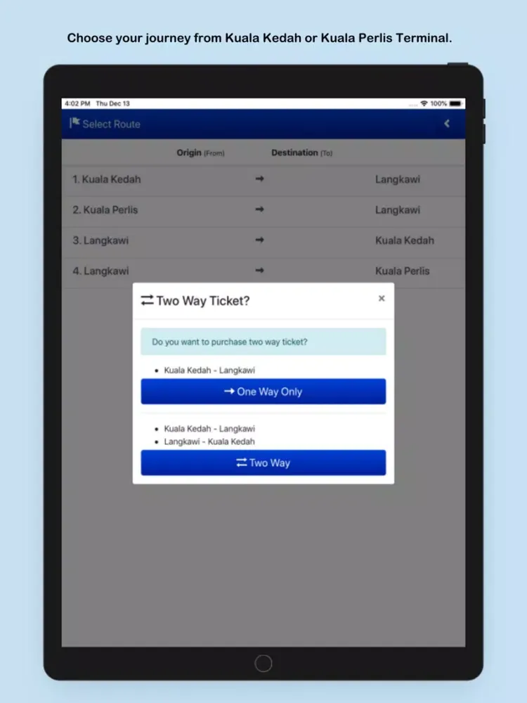 Ảnh chụp màn hình của Langkawi Ferry Line iPad 