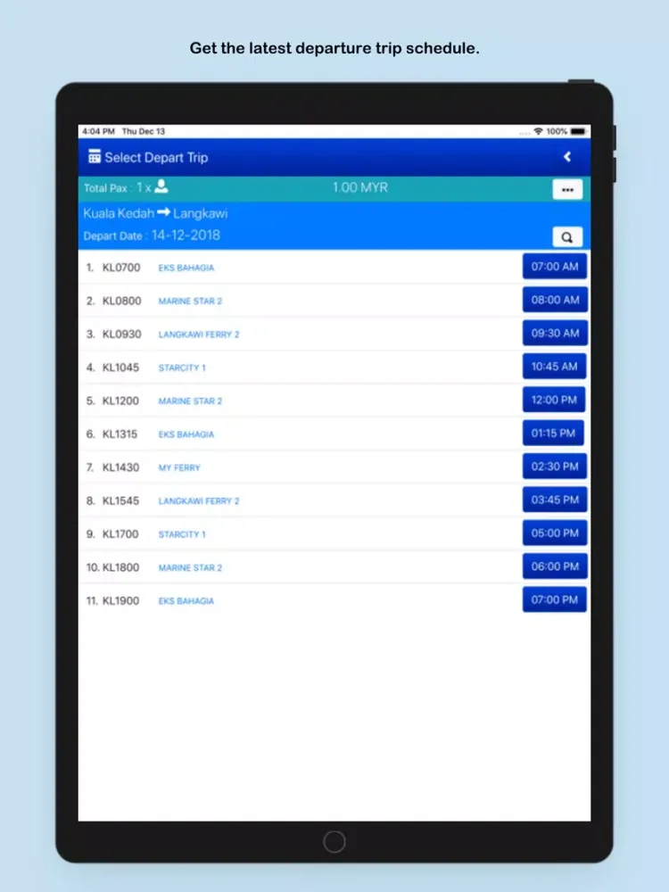 Ảnh chụp màn hình của Langkawi Ferry Line iPad 