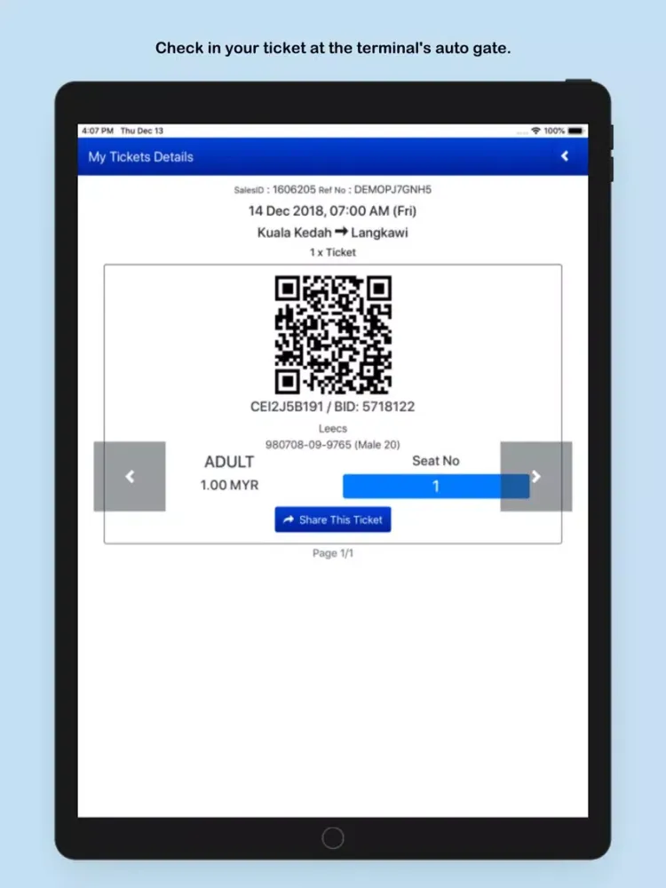 Ảnh chụp màn hình của Langkawi Ferry Line iPad 