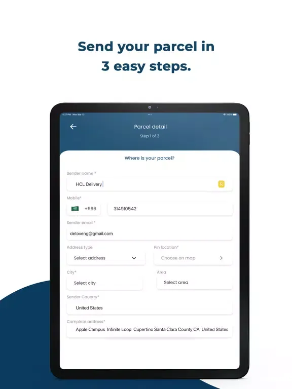 Tangkapan layar HCL Delivery iPad 