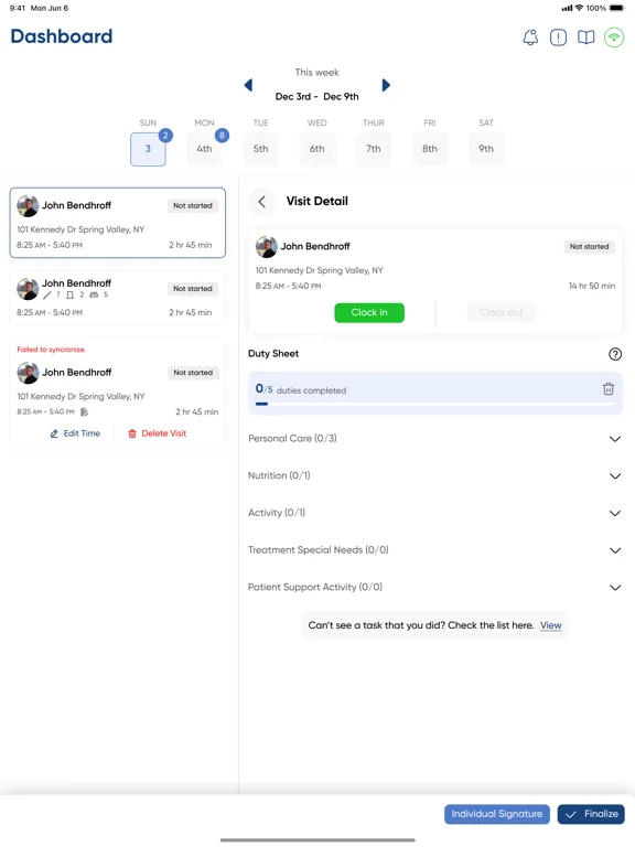 Zrzuty ekranu HCM Caregiver Connect iPad 