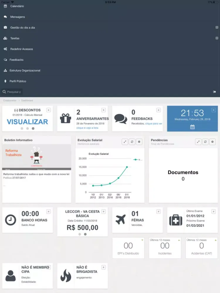 Tangkapan layar HMCG - Portal do colaborador iPad 