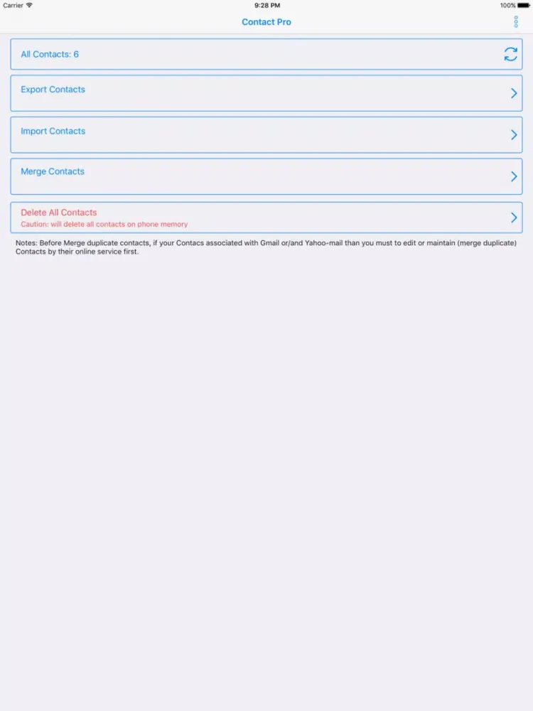 Capturas de tela do Contacts Backup , Restore , Merge and More iPad 