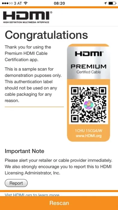 HDMI Cable Certification Screenshots