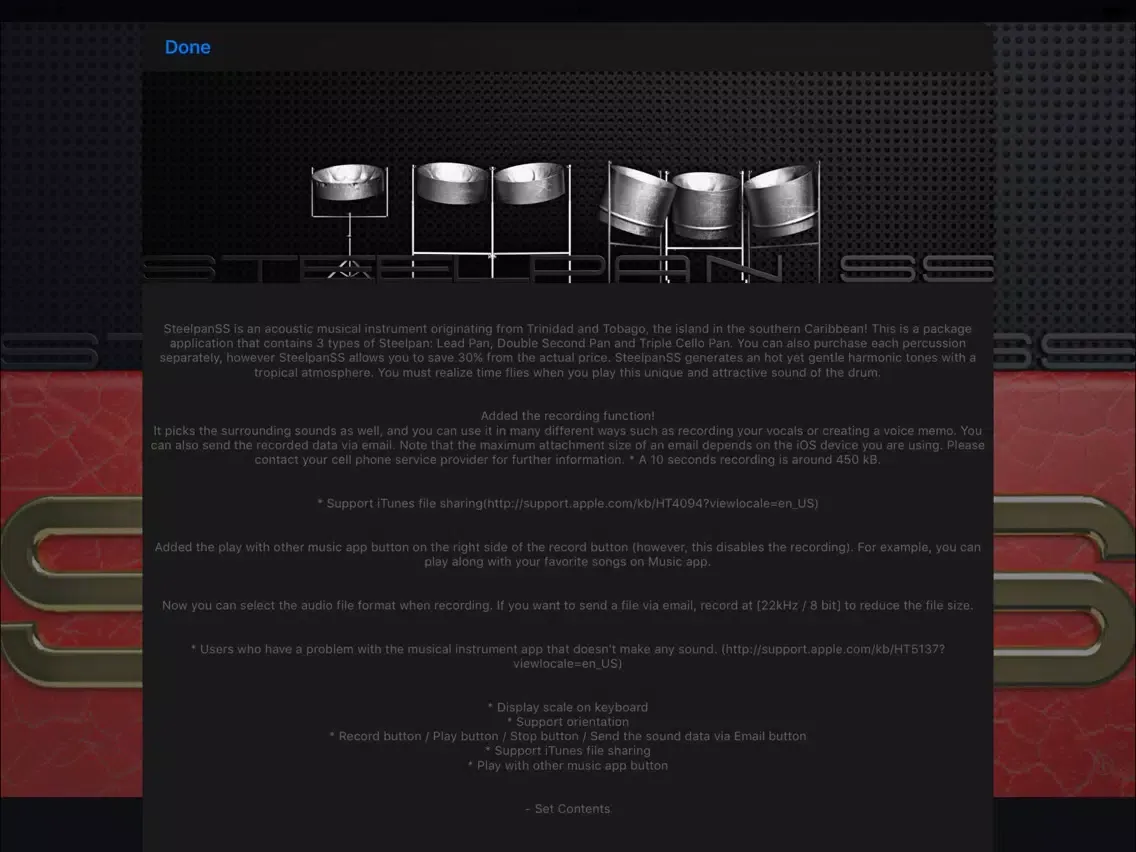 SteelpanSS+ iPad  Screenshots