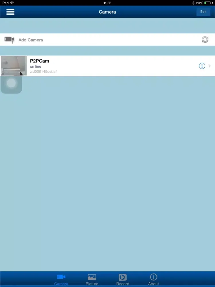 ภาพหน้าจอของ HD PTZ IPCam iPad 