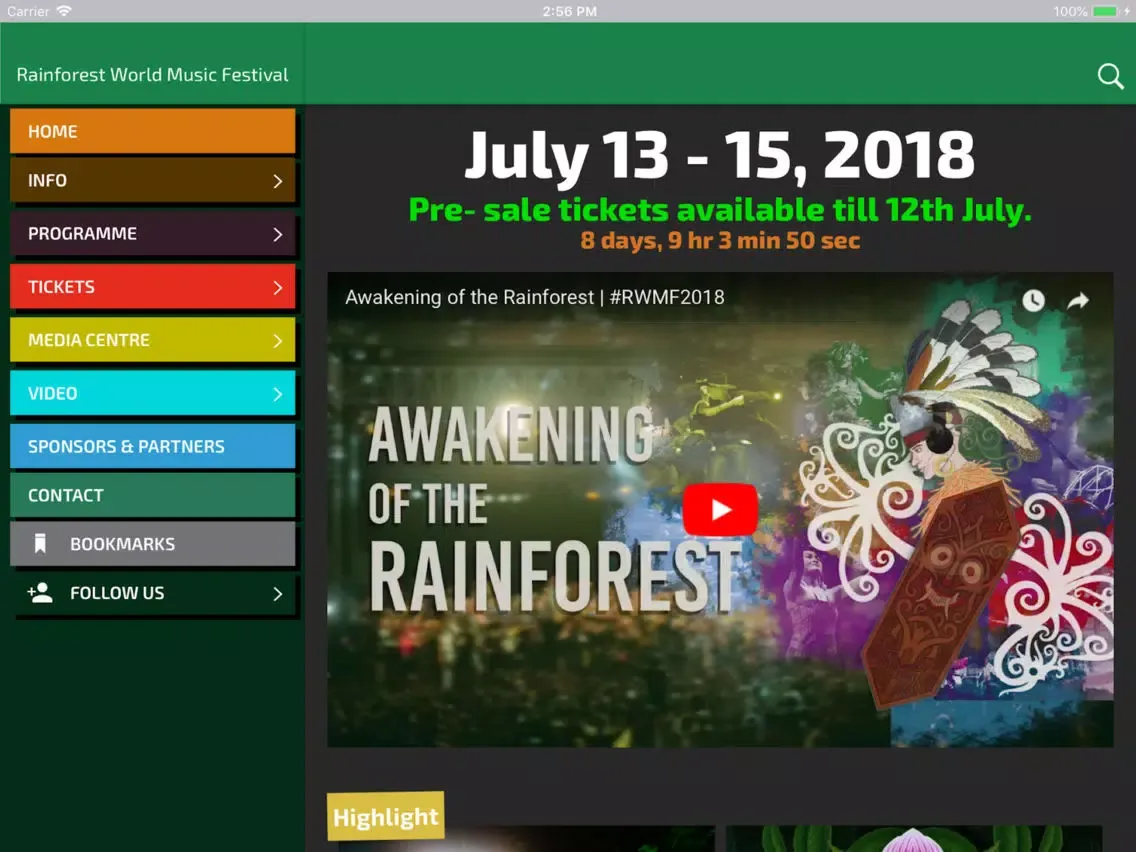 Rainforest Festival Guide iPad  Screenshots