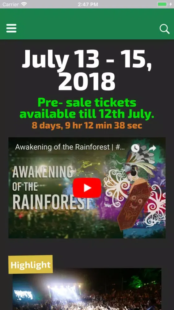 Rainforest Festival Guide Screenshots