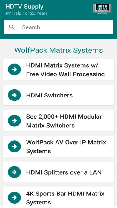 Capturas de pantalla de HDTV Supply Catalog