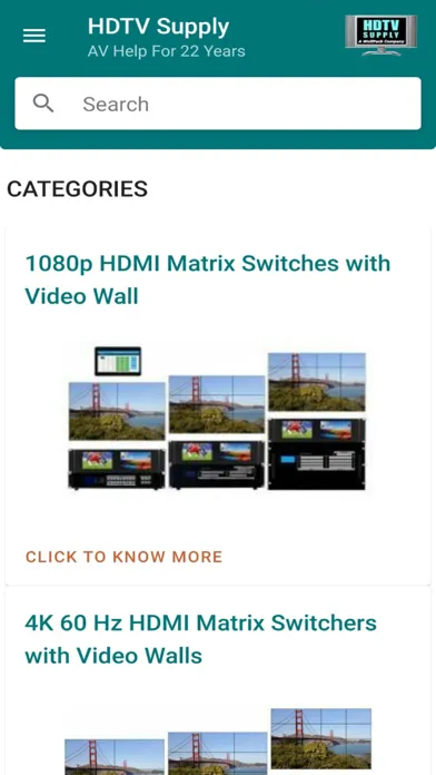 Capturas de pantalla de HDTV Supply Catalog