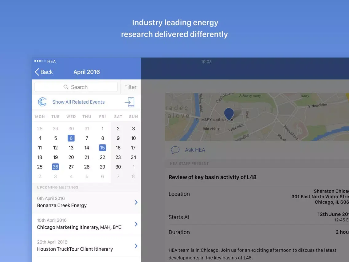 ภาพหน้าจอของ HEA Events iPad 