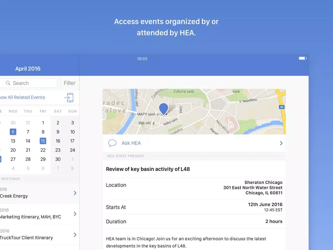 ภาพหน้าจอของ HEA Events iPad 