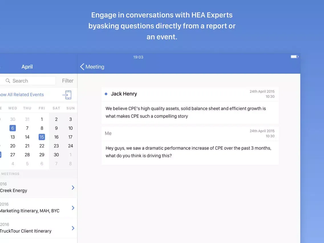 ภาพหน้าจอของ HEA Events iPad 