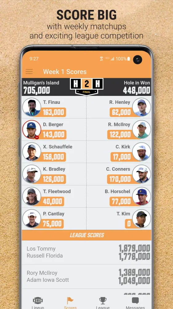 Capturas de pantalla de H2H Fantasy Golf
