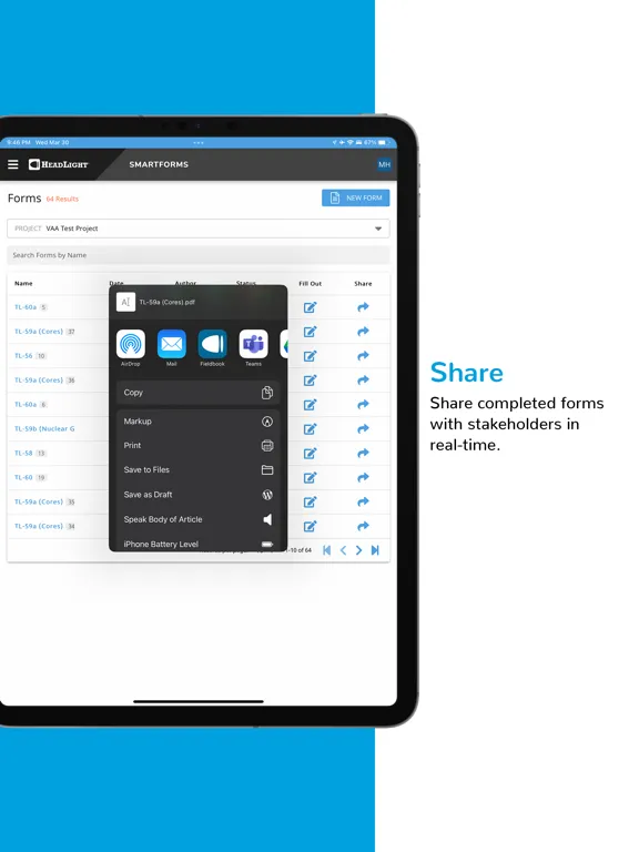 HeadLight Smartforms iPad  سکرین شاٹس
