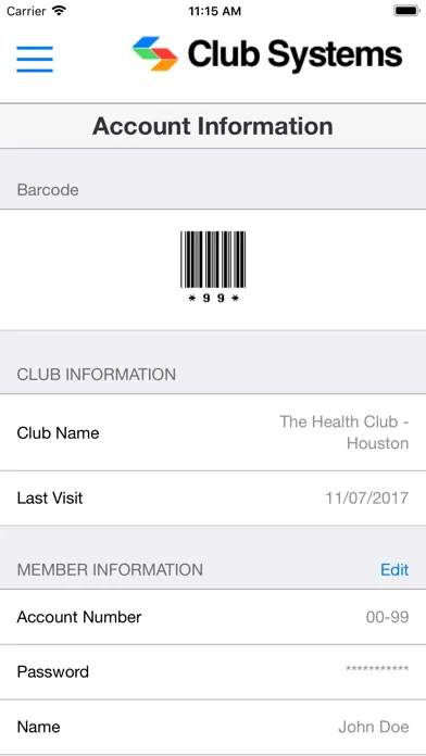 Capturas de pantalla de Club Systems My Member Mobile