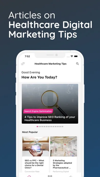 Capturas de tela do Healthcare Marketing Tips