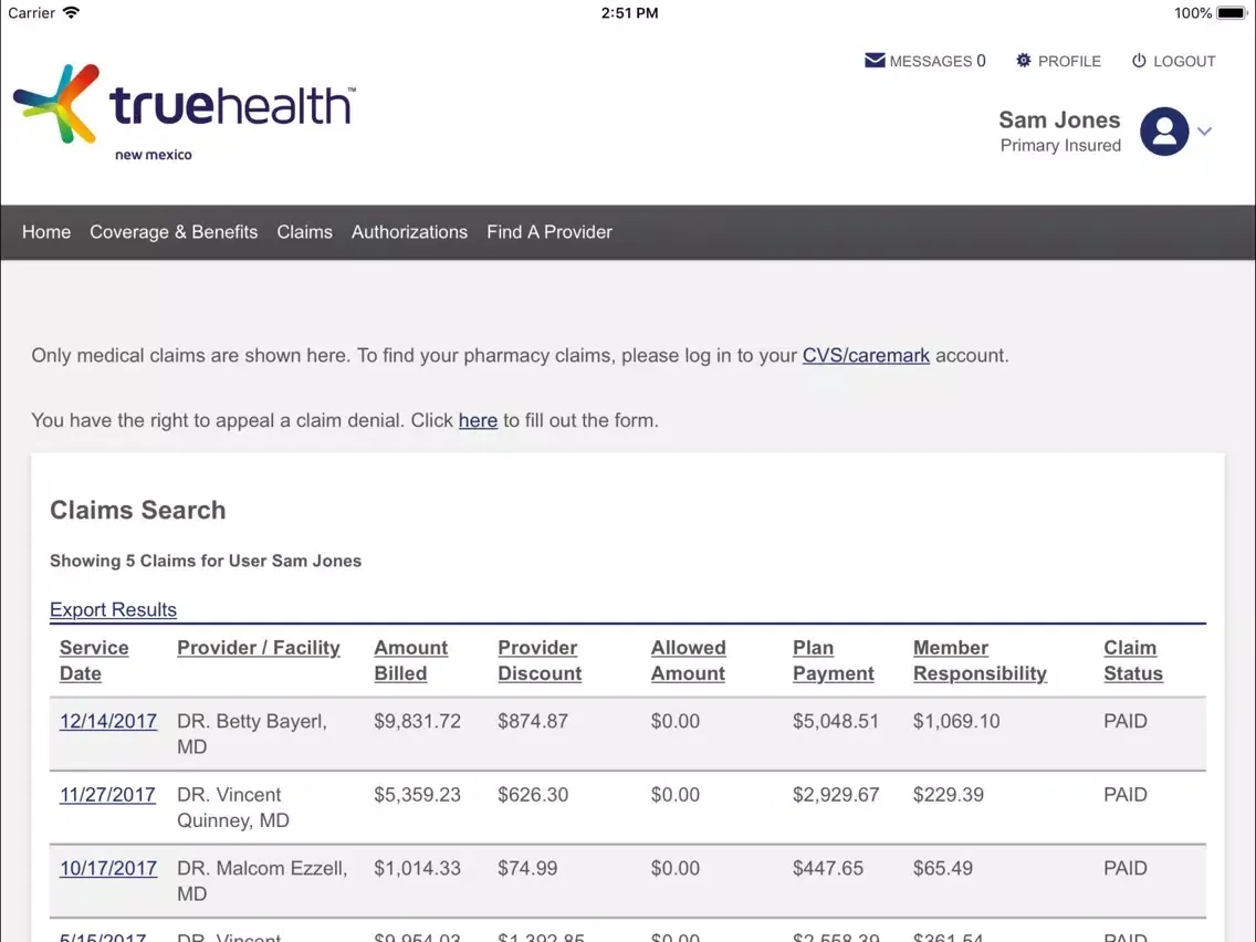 Скриншоты True Health New Mexico iPad 