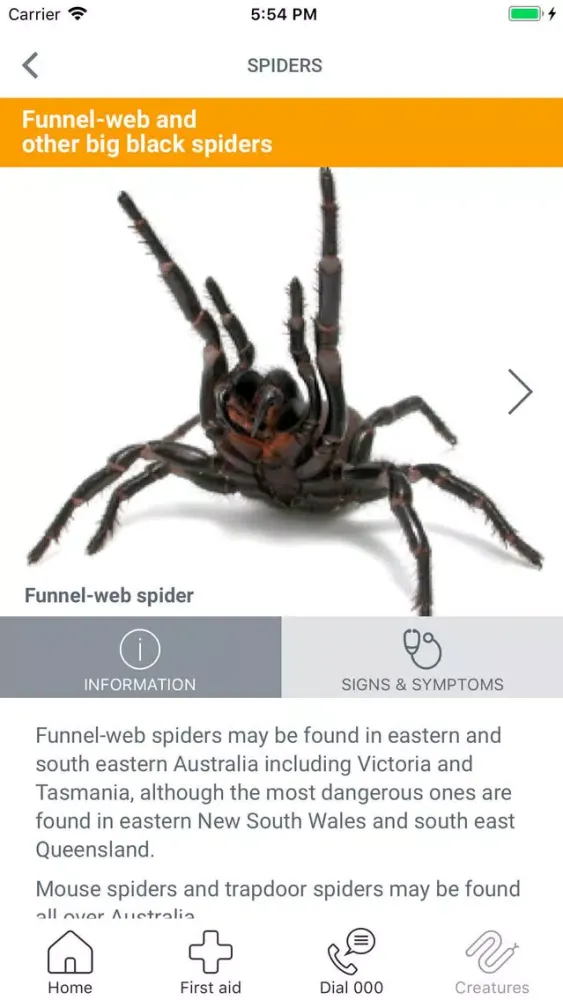 Tangkapan skrin Australian Bites and Stings