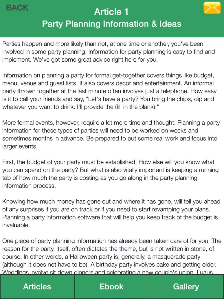 Captures d'écran de Party Planner Guide - A Guide To Planning Perfect Your Party! iPad 