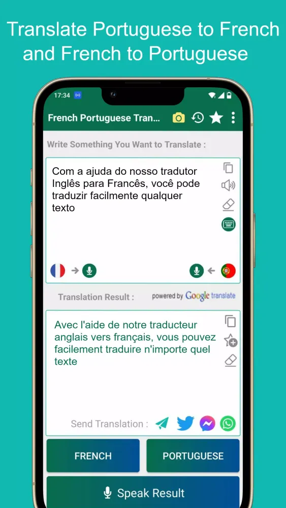 Tangkapan layar French Portuguese Translator