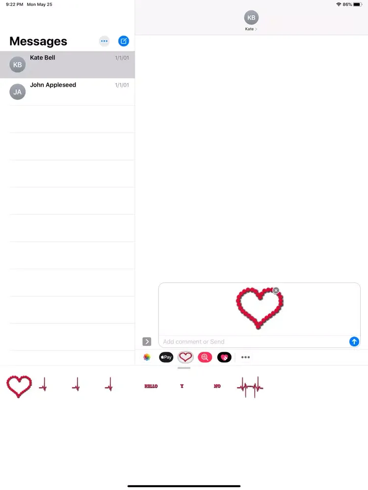 Ảnh chụp màn hình của Heartbeat Sticker iPad 