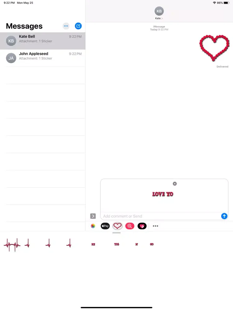 Ảnh chụp màn hình của Heartbeat Sticker iPad 