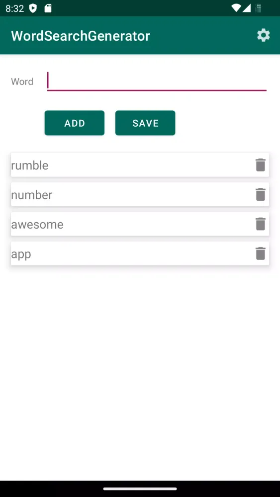 Tangkapan skrin Word Search Generator