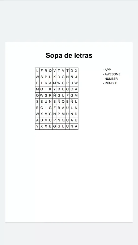 Tangkapan skrin Word Search Generator