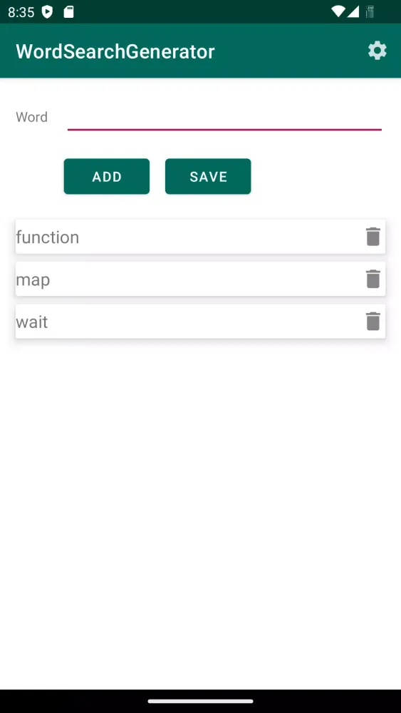 Tangkapan skrin Word Search Generator