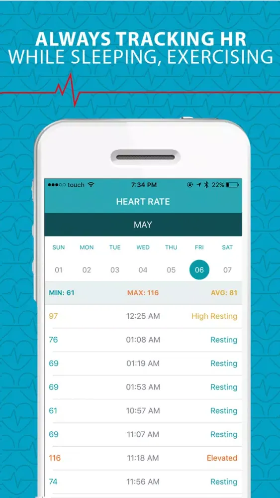 Ảnh chụp màn hình của HeartStats For Data collected From Watch & other wearables