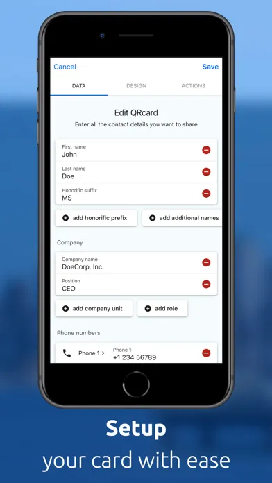 Screenshot di QRcard Enterprise Edition