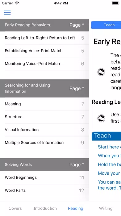 Capturas de tela do F&P Spanish Prompting Guide 1
