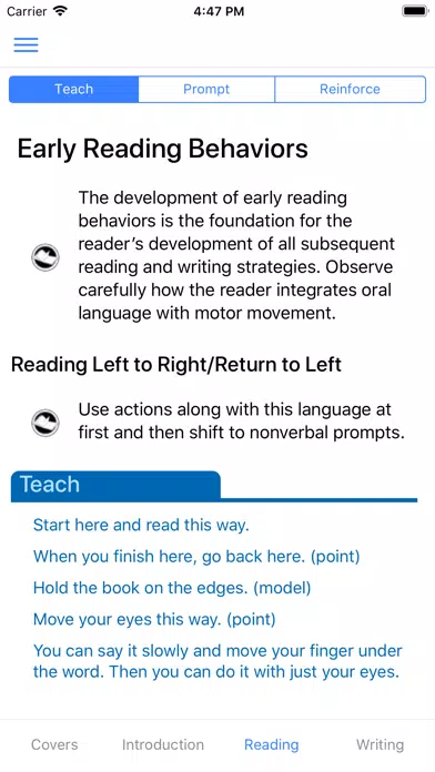 Capturas de tela do F&P Spanish Prompting Guide 1