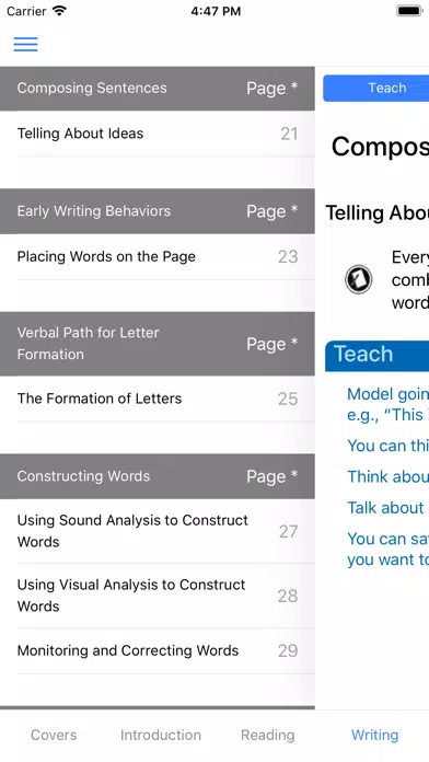 Capturas de tela do F&P Spanish Prompting Guide 1