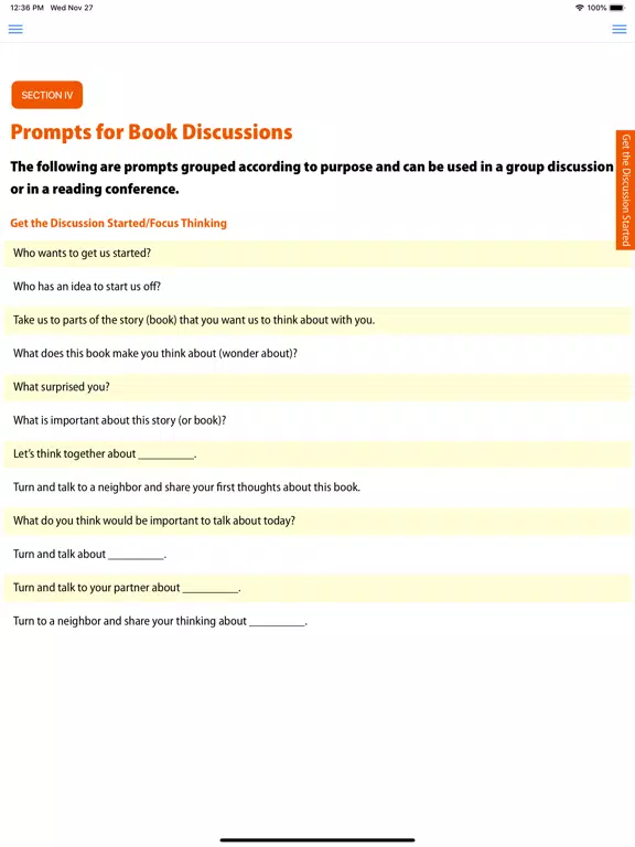 ภาพหน้าจอของ F&P Prompting Guide 2 iPad 