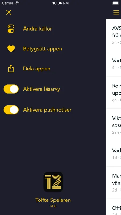 Tangkapan skrin Tolfte Spelaren