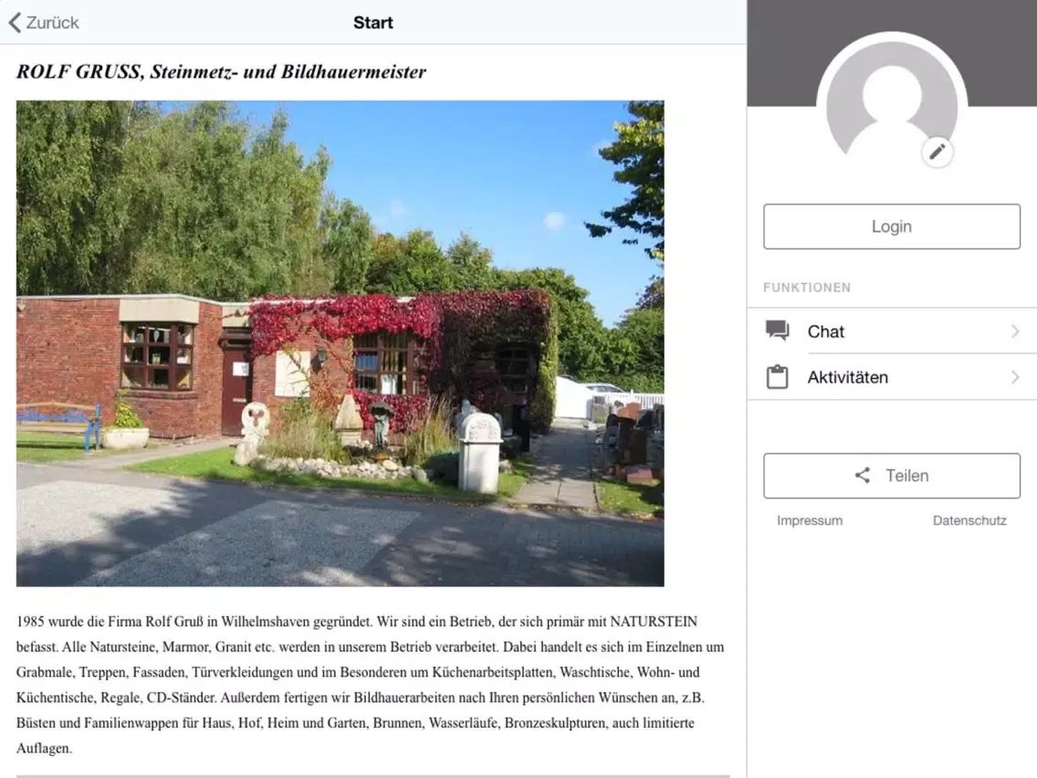 Steinbildhauerei Rolf Gruß iPad  سکرین شاٹس