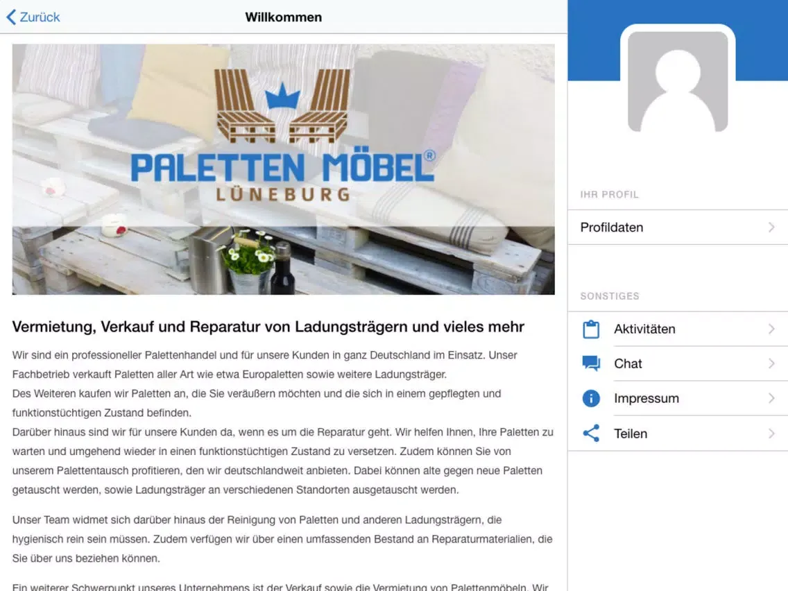 Paletten Möbel Kevin Schild iPad  سکرین شاٹس