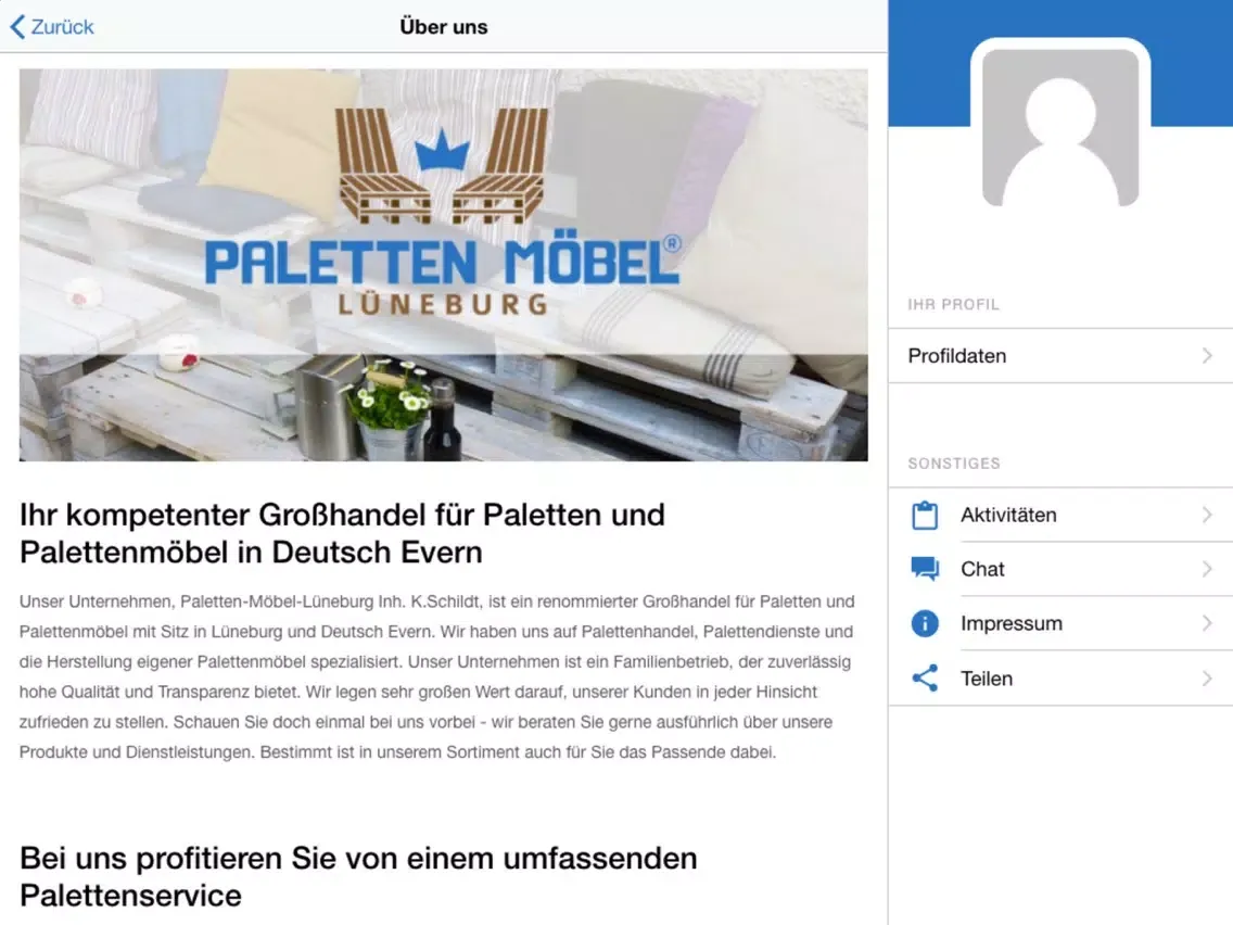 Paletten Möbel Kevin Schild iPad  سکرین شاٹس