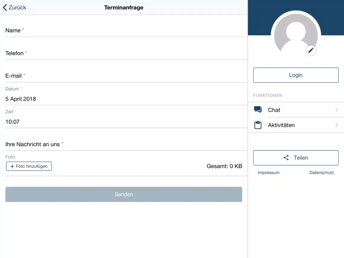 Tangkapan layar Alvertis Umzüge und Transporte iPad 