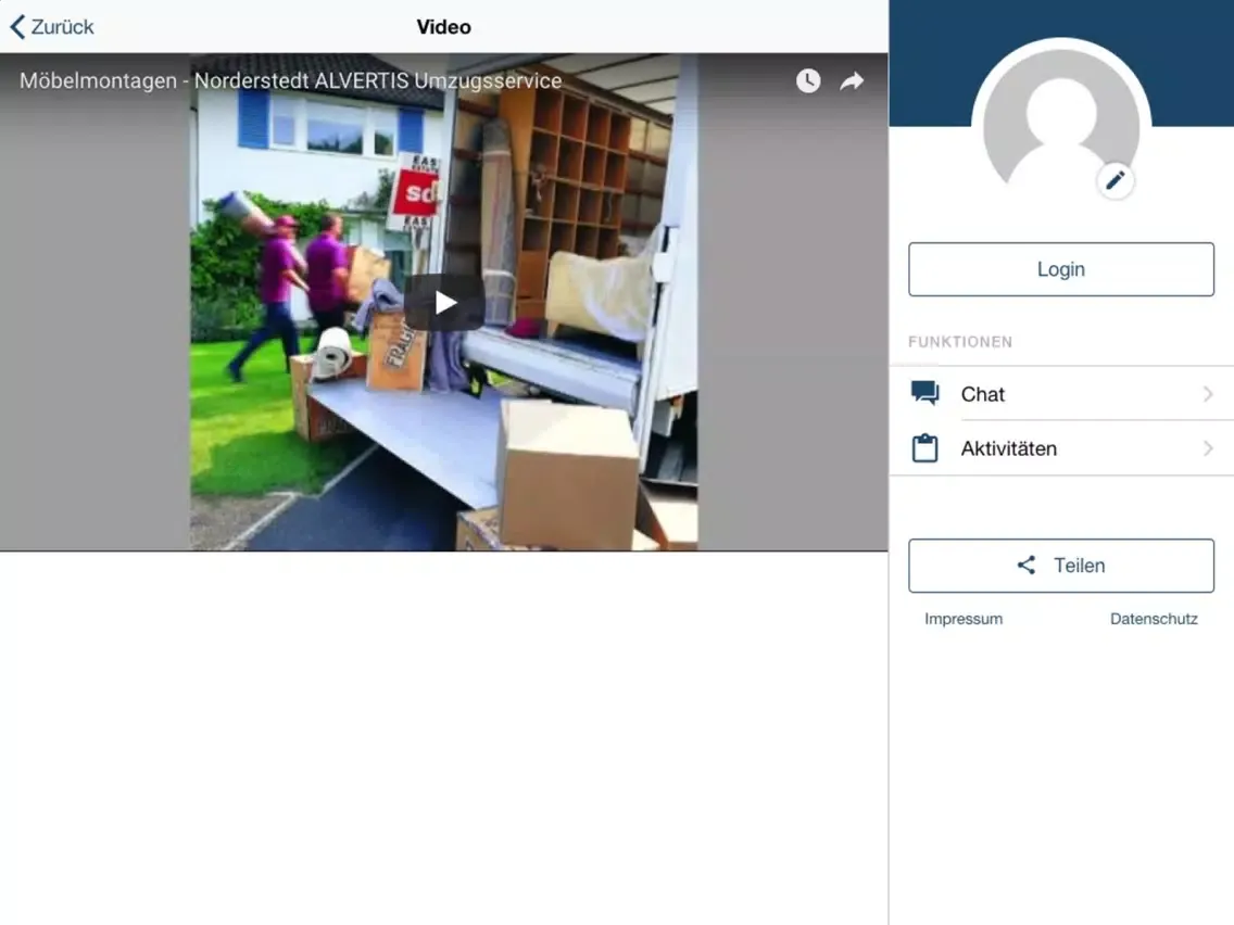 Tangkapan layar Alvertis Umzüge und Transporte iPad 