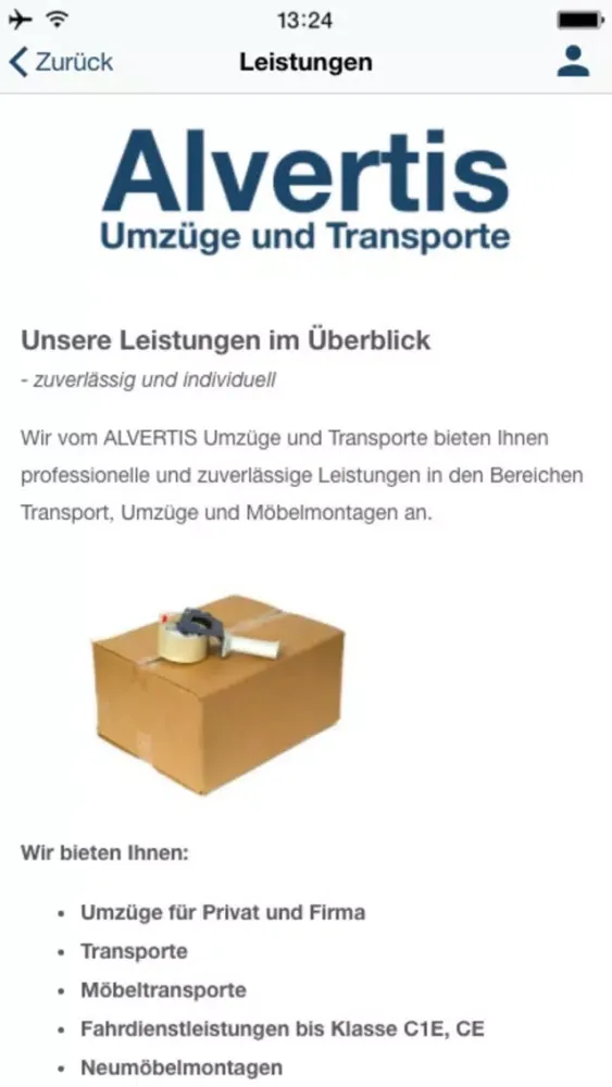 Tangkapan layar Alvertis Umzüge und Transporte