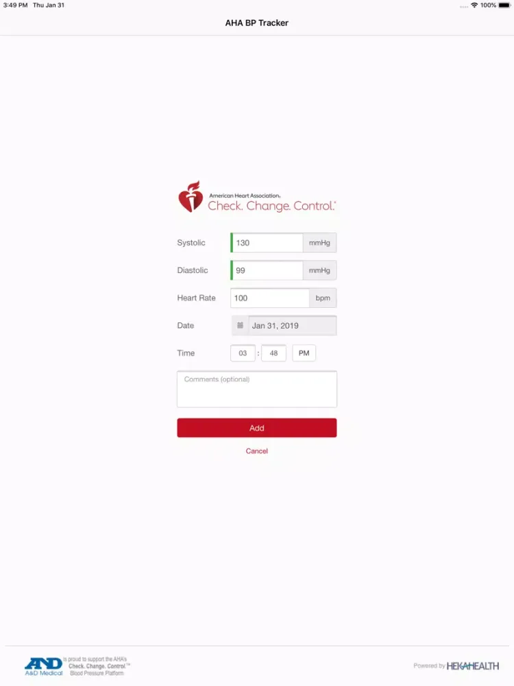 AHA BP Tracker iPad  Screenshots