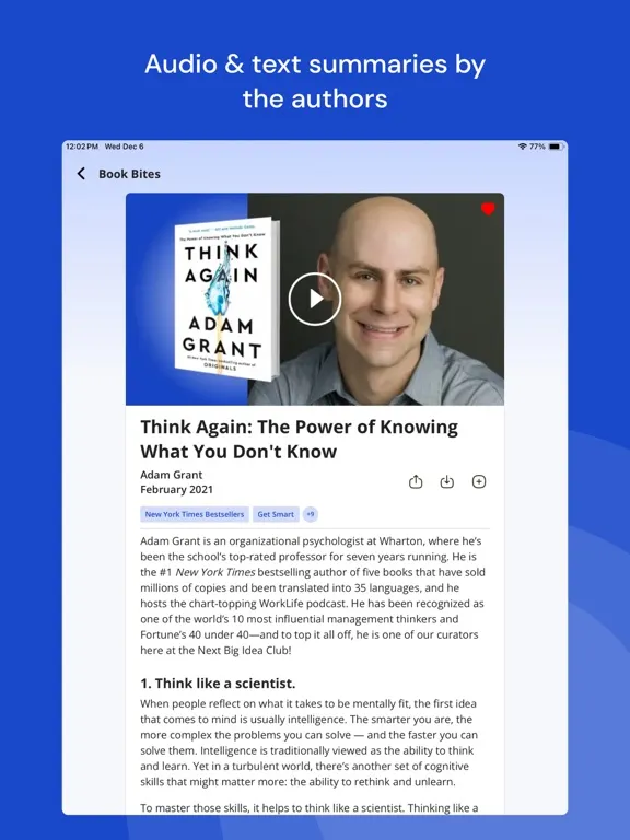 Capturas de pantalla de Next Big Idea: Books in 15min iPad 