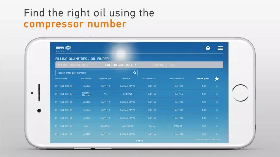 Capturas de tela do Compressor App BEHR HELLA SERVICE