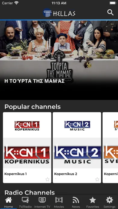 Tangkapan skrin Greek Live